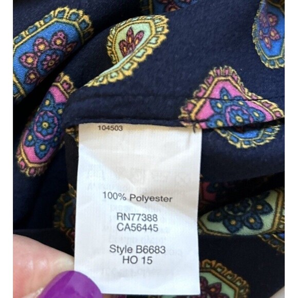 J. Crew Factory Ruffle Neck Multi Medallion Floral Fabric Button Dress Size 2 - Picture 8 of 9